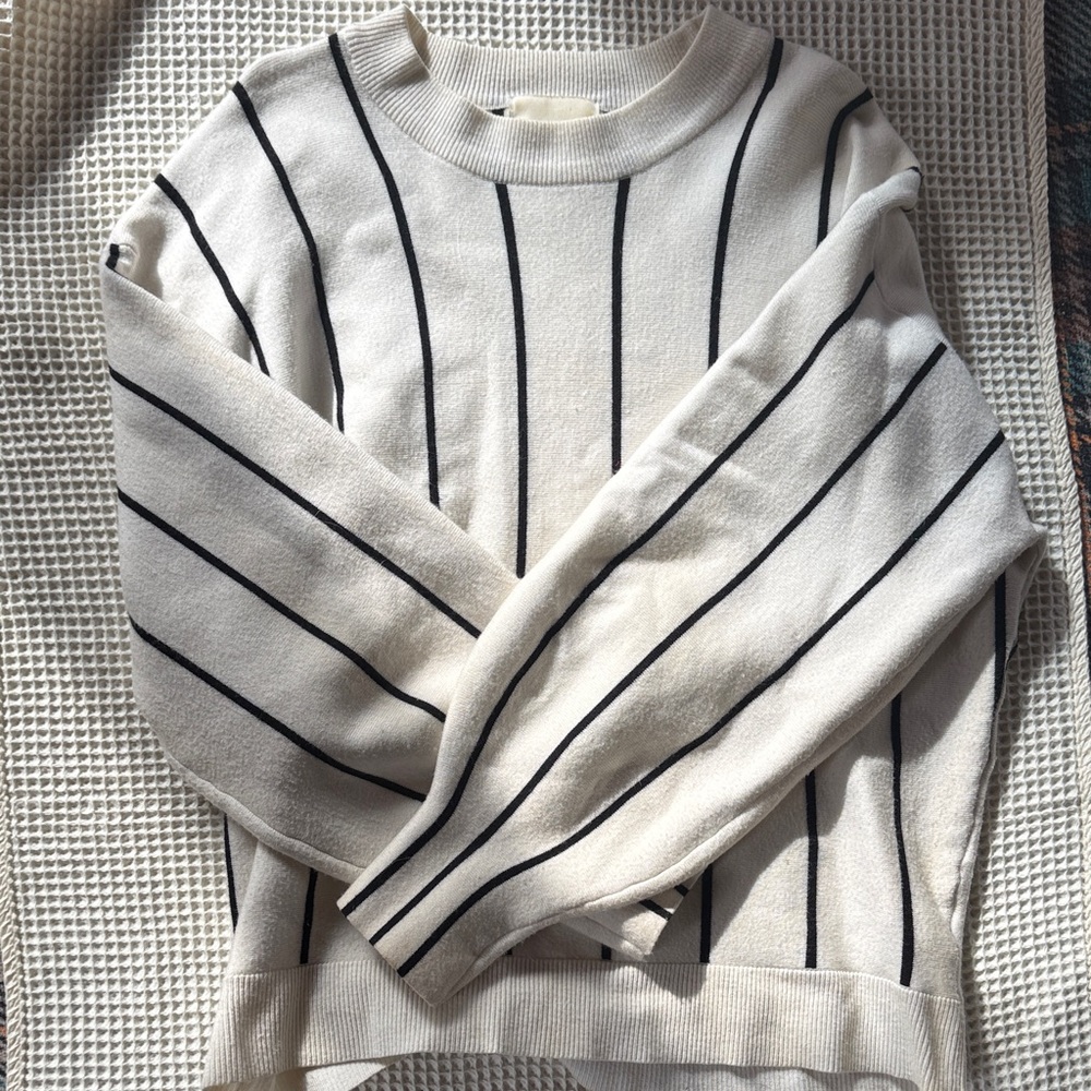 Striped Balloon Sleeve Sweater